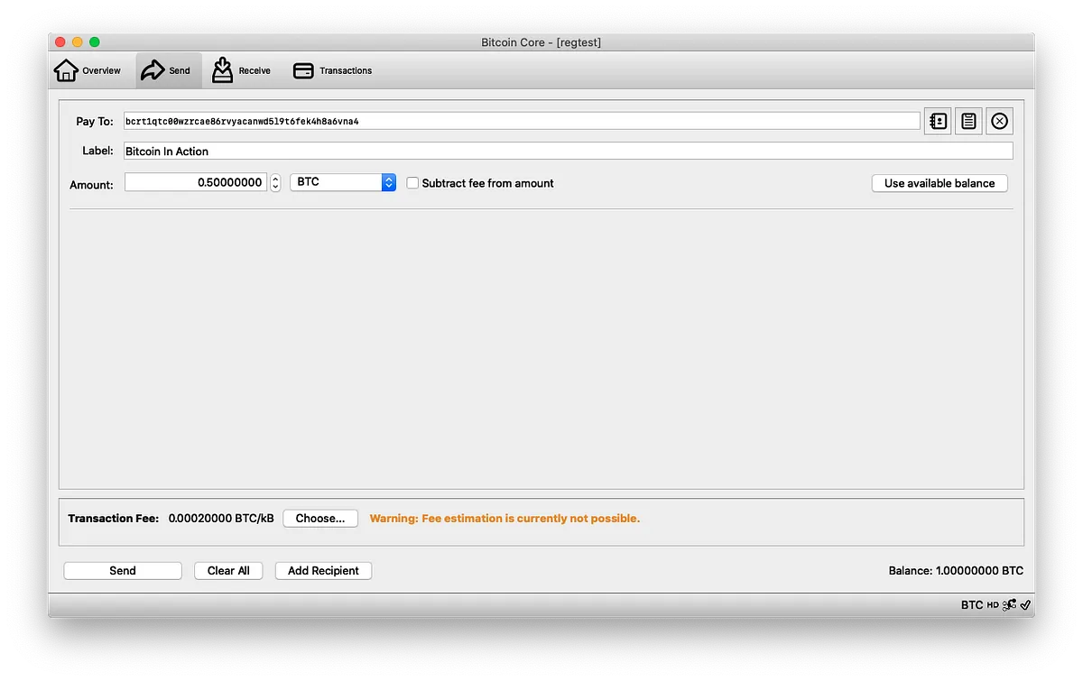 Bitcoin Core — Transazione