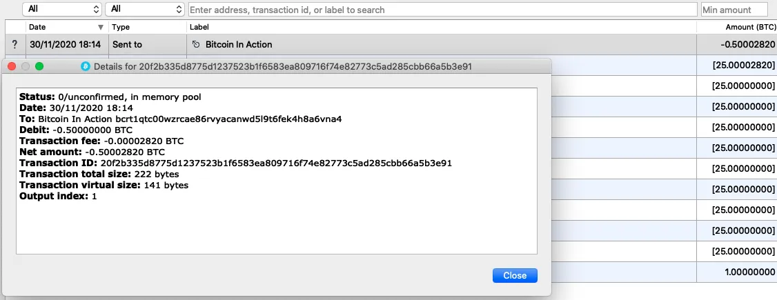 Bitcoin Core GUI – Mempool