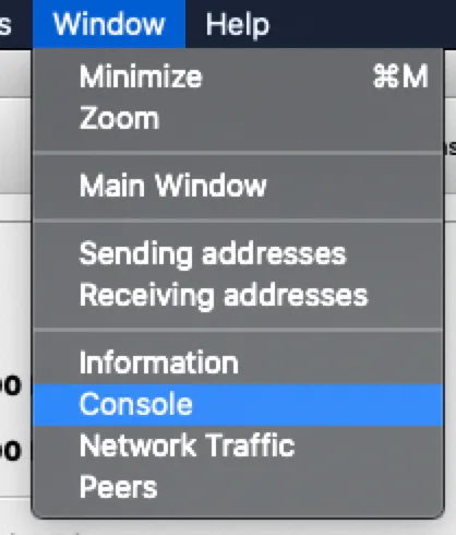 Bitcoin Core – Window Console
