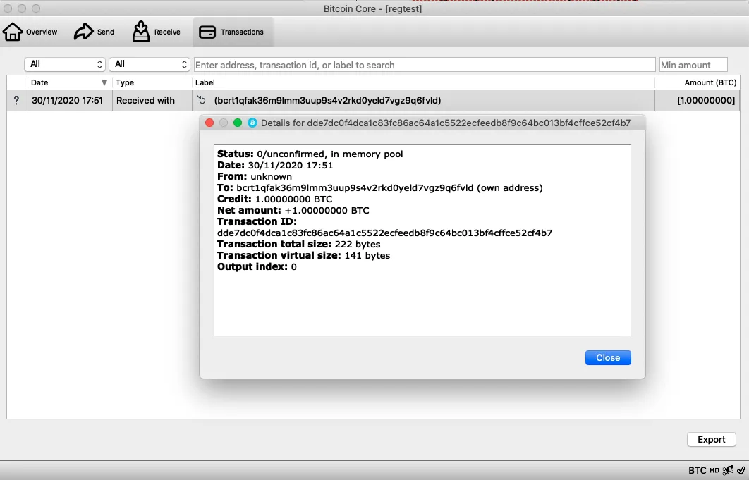 Bitcoin-core GUI con un nodo collegato